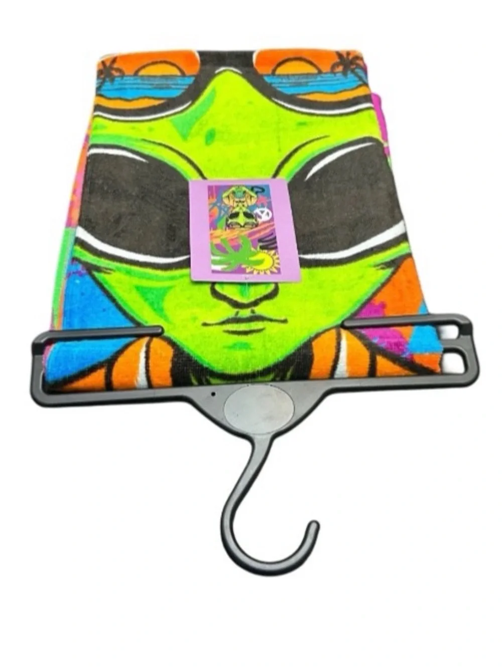 Beach Towel Alien Sunglasses Skateboard Psychedelic Vibrant Colors 58” X 28” New